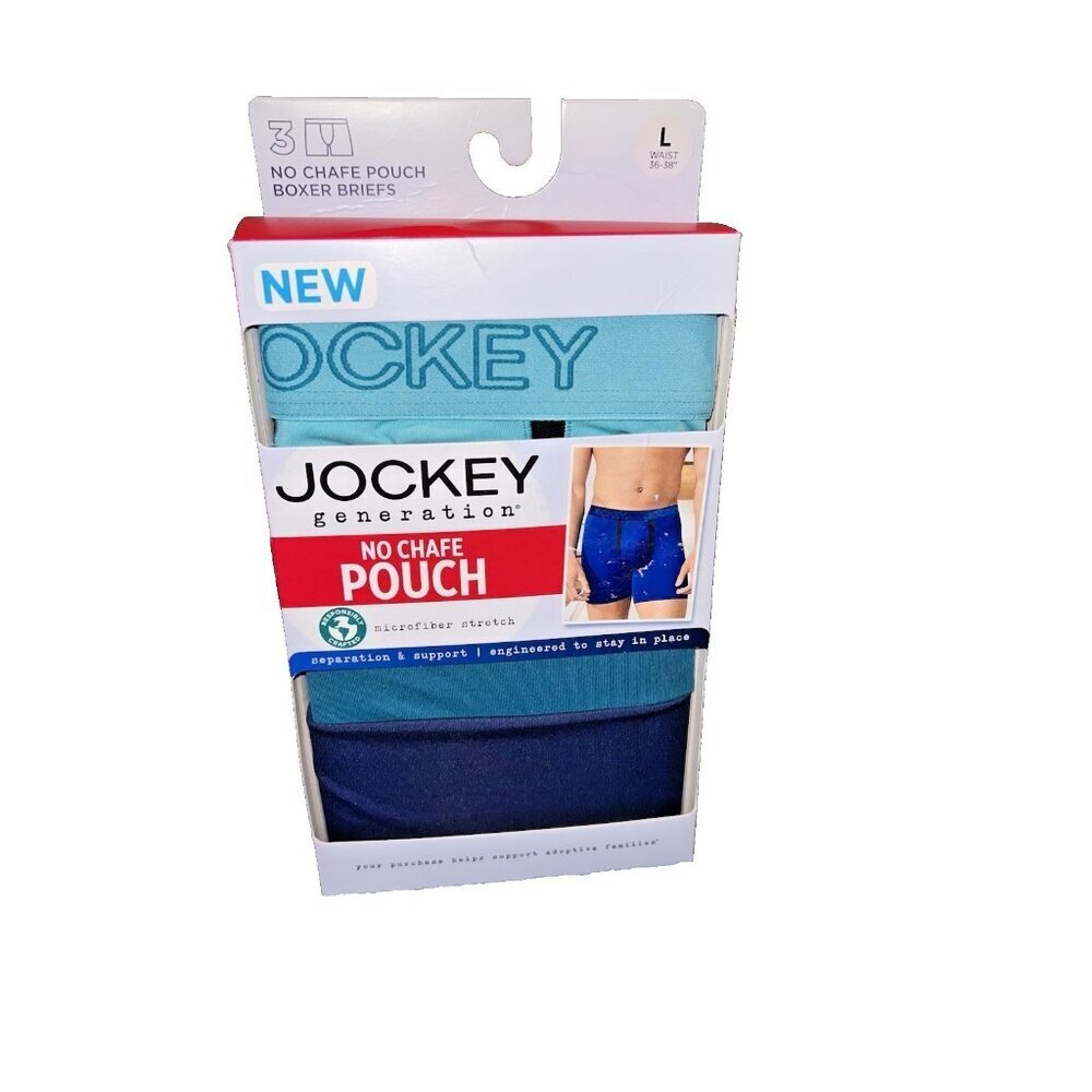 NEW JOCKEY Generation 3pk No Chafe Pouch Boxer Briefs Stretch Size L (36-38)